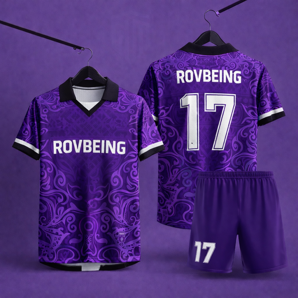 RovBeing Royal Purple Pro Soccer Kit – Custom Jersey & Shorts Set