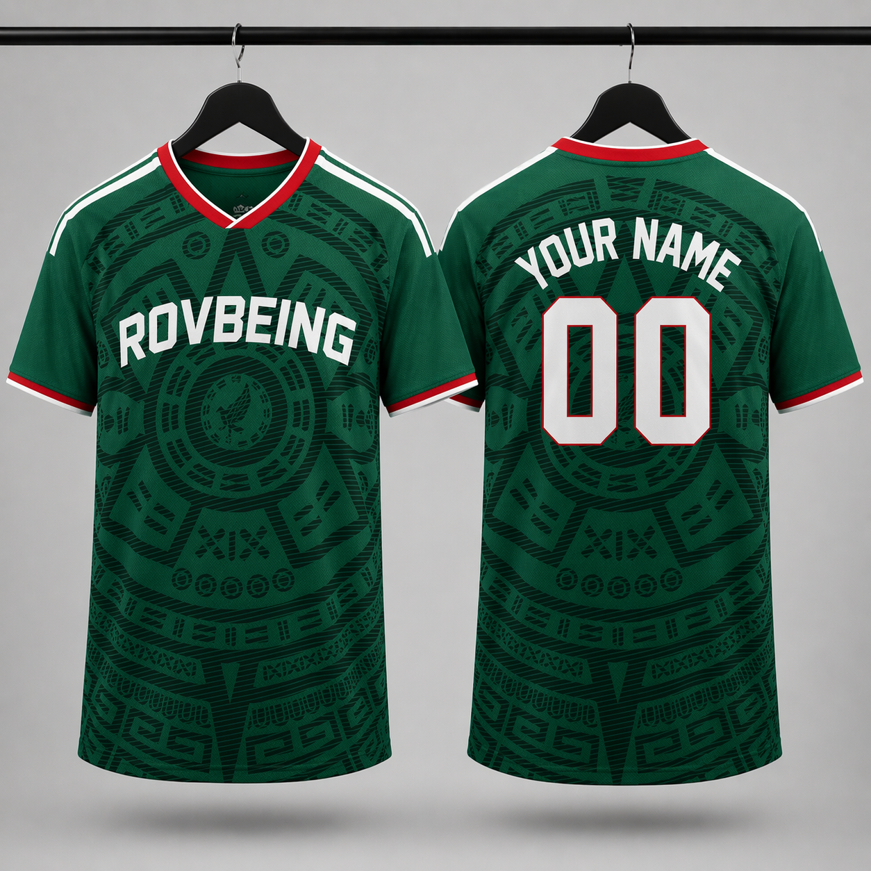 RovBeing Mexico-Inspired 2026 Green Soccer Jersey – Custom Heritage Football Kit