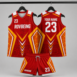 RovBeing Red & Gold Custom Basketball Jersey Set – Premium Sublimated Team Uniform