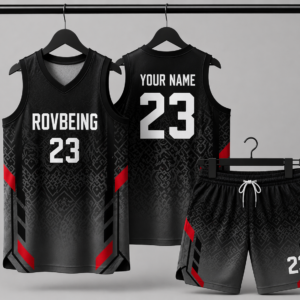 RovBeing Black & Red Custom Basketball Jersey Set – Sublimated Team Uniform